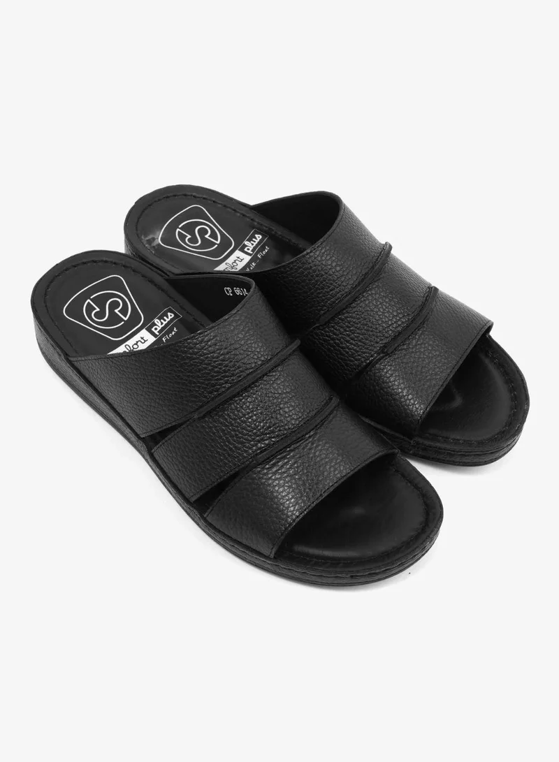 كومفورت بلس صندل رجالي جلدي مريح أسود